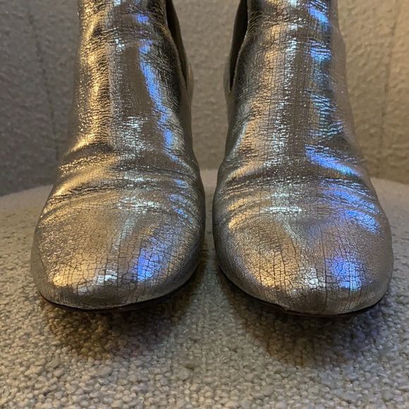 Saint Laurent Metallic Silver LouLou Heeled YSL logo Booties - 36 - Picture 5 of 7